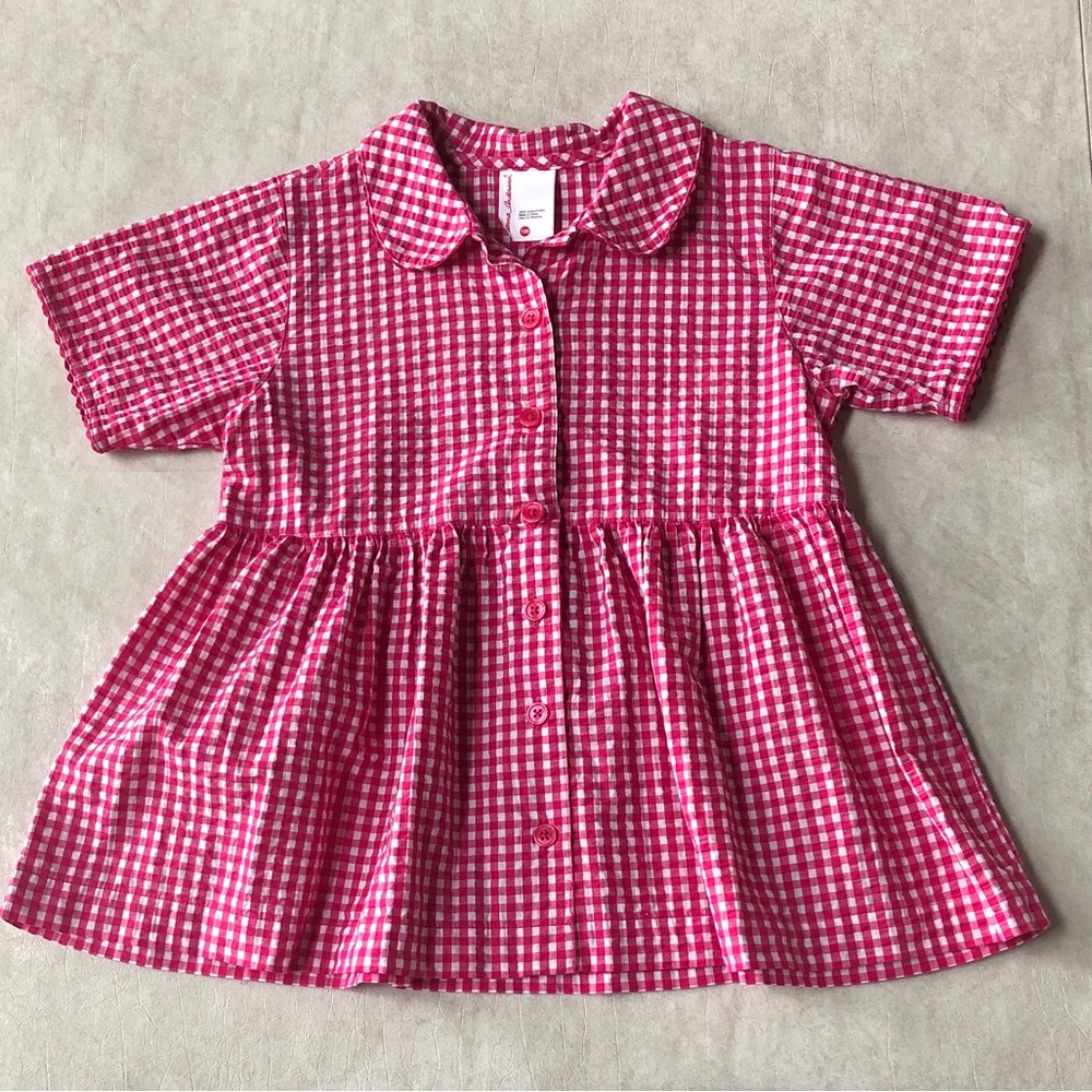 Hanna Andersson Girl’s Gingham 100% Cotton Button Down Shirt Size 120 (6-8Yrs)